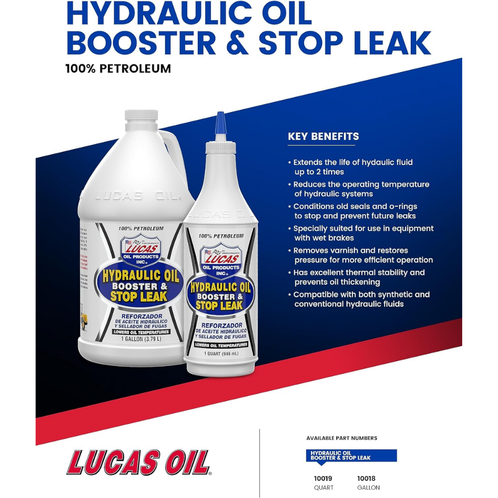 Lucas Oil 10019 Hydraulic Oil Booster and Stop Leak 1 Quart (Pack Of 12)