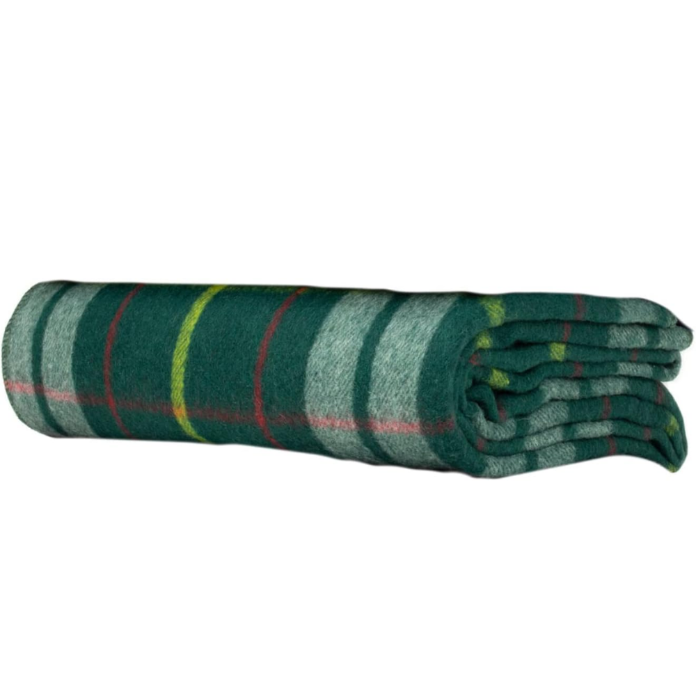 Swiss Link 4111 Military Surplus 90 x 62 Inch Classic Wool Plaid Blanket Green