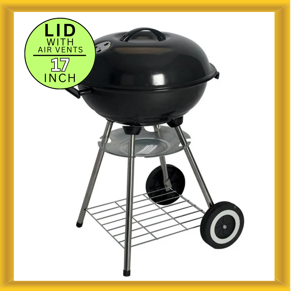 Better Chef BBQ417 17 Inch Outdoor Charcoal BBQ Grill with Lid Air Vents Black