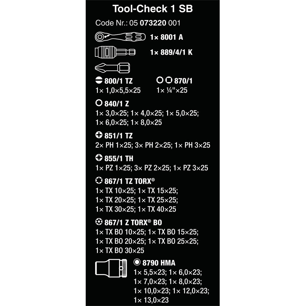 Wera 05073220001 Tool Check 1 SB Tools Set - 38-pc. Set