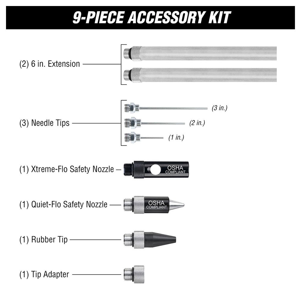 Flexzilla X1 10 Piece Blow Gun Kit | AG1500FZKIT