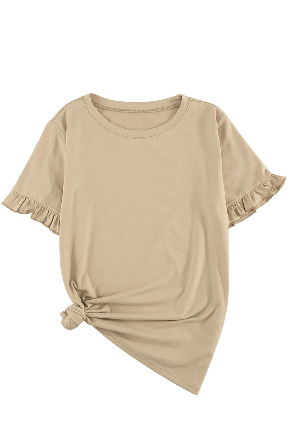 Solid Ruffled Short Sleeve T-Shirt