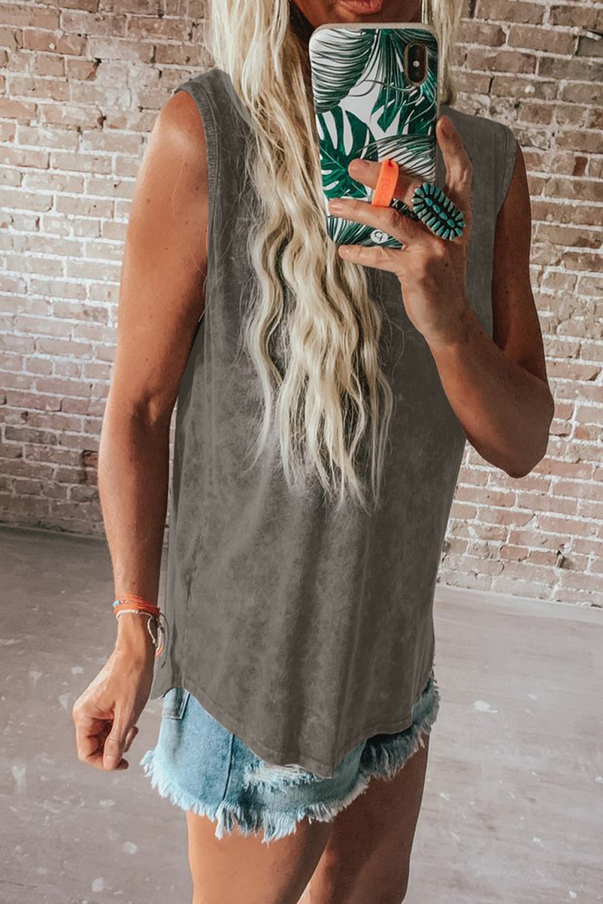 Round Neck Cotton Blend Tank