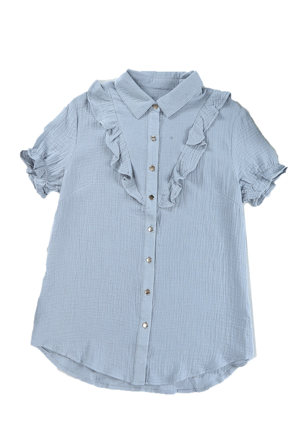 Buttoned Short Sleeves Shirt With Ruffles