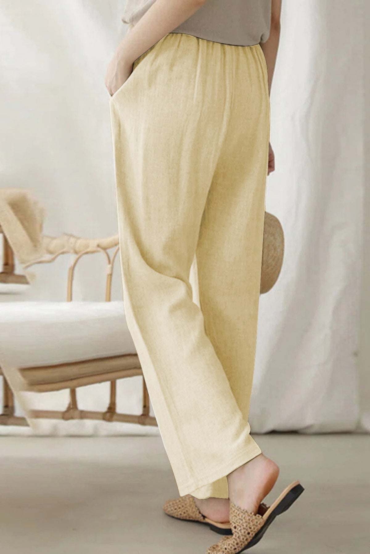 Elastic Waist Straight Leg Loose Casual Pants