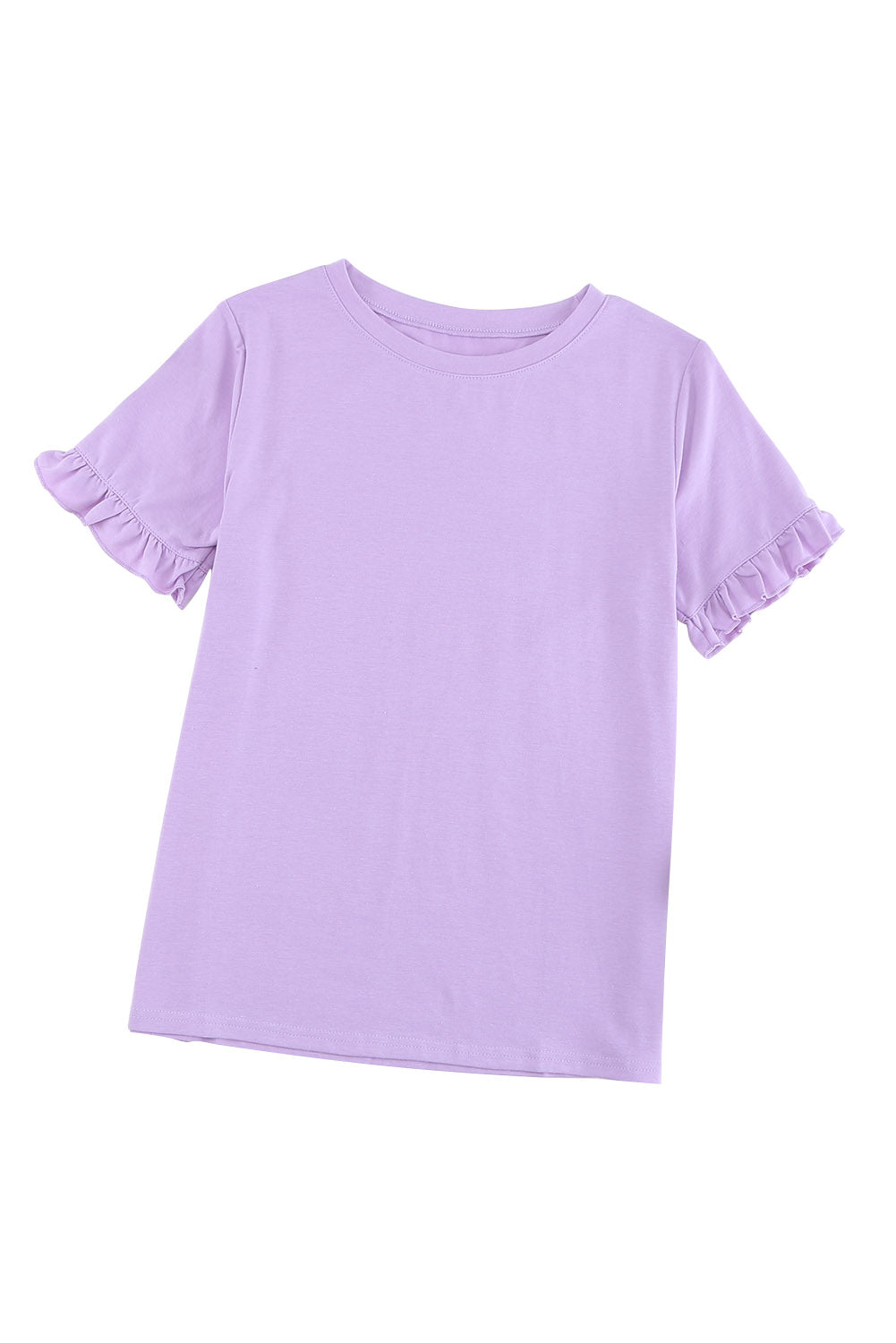 Solid Ruffled Short Sleeve T-Shirt