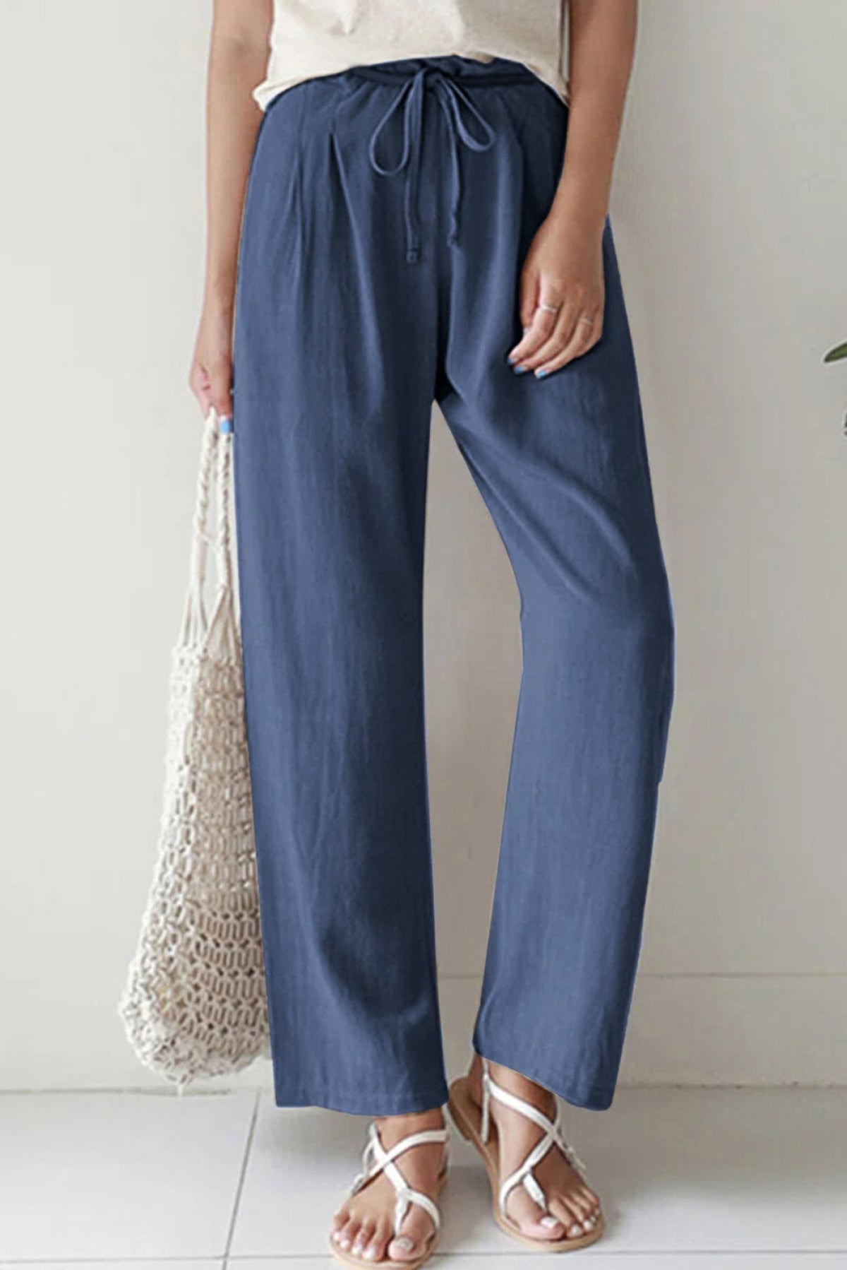 Elastic Waist Straight Leg Loose Casual Pants