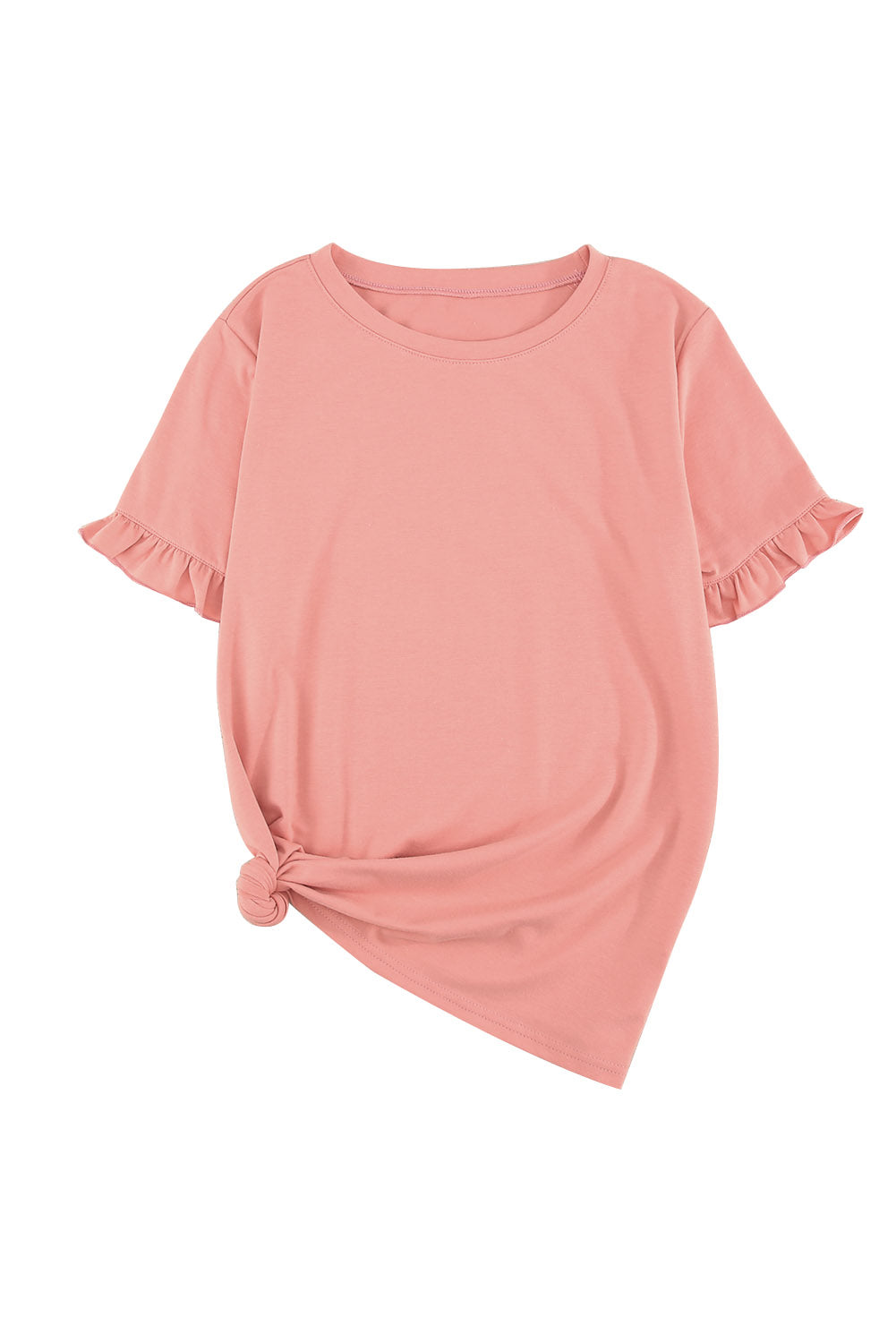 Solid Ruffled Short Sleeve T-Shirt