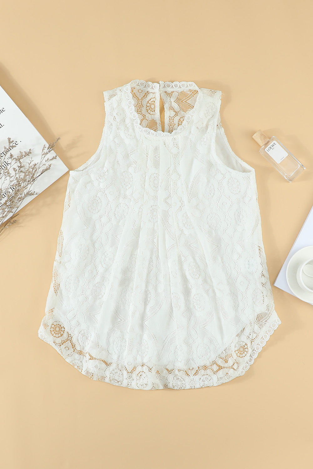 Lace Hollow Out Sleeveless T-Shirt