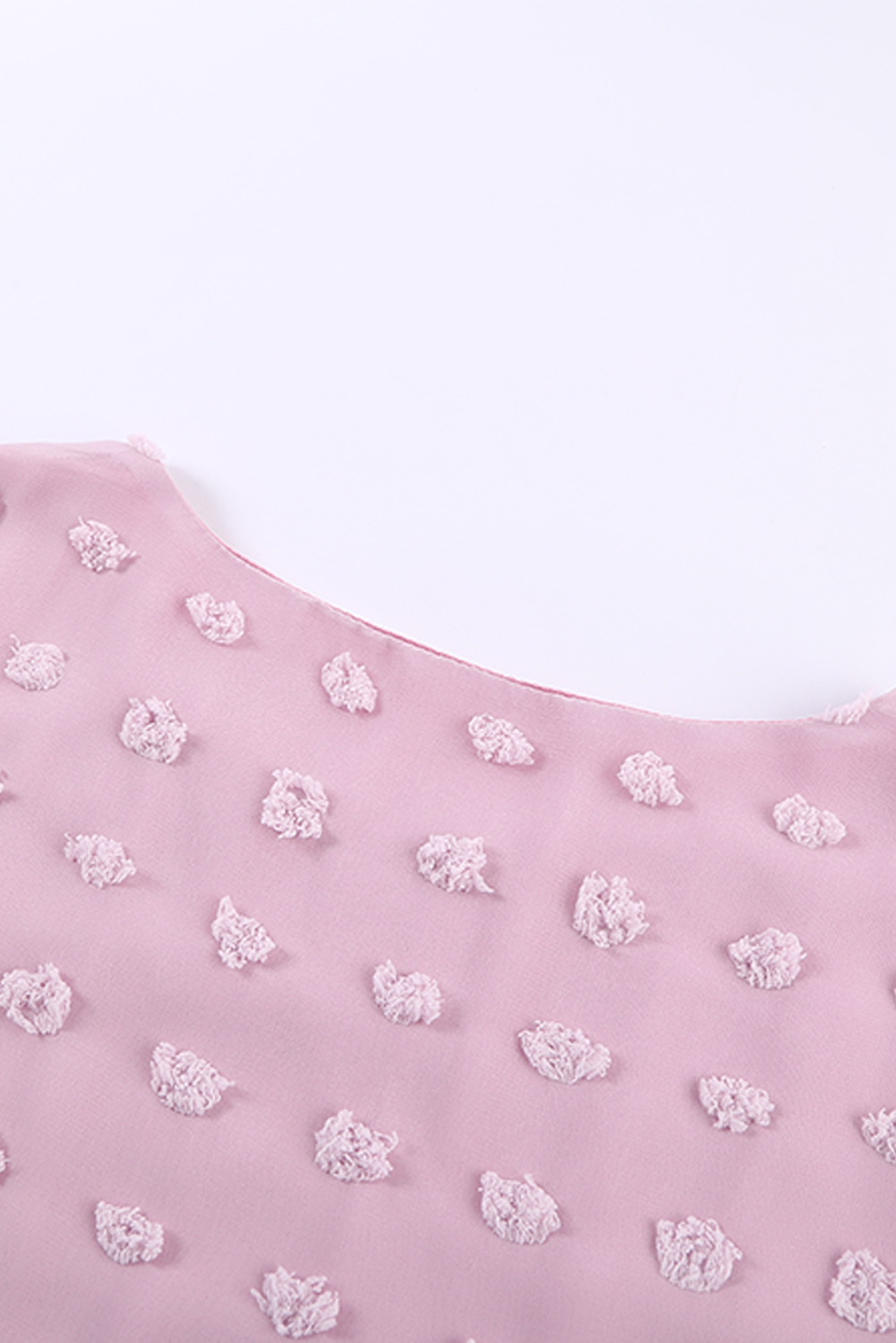 Pink Swiss Dot Texture Short Sleeve Top