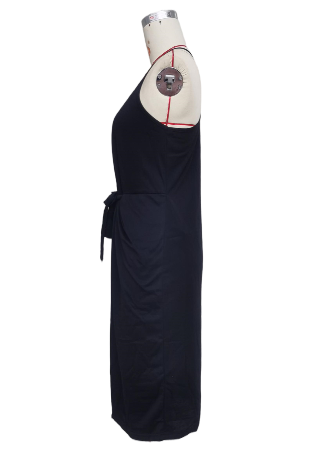 Sleeveless Pleated Black Sling Dress