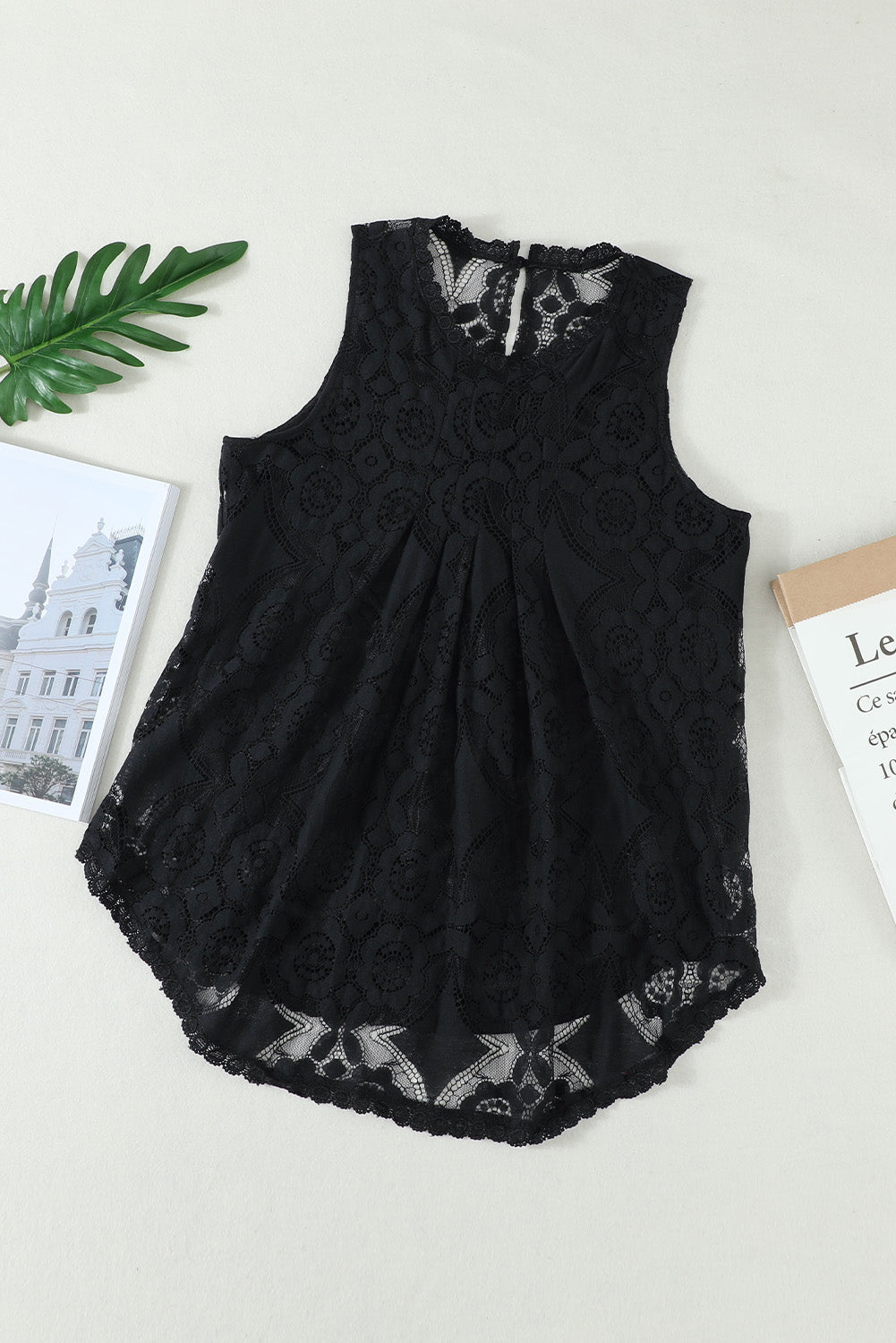 Lace Hollow Out Sleeveless T-Shirt