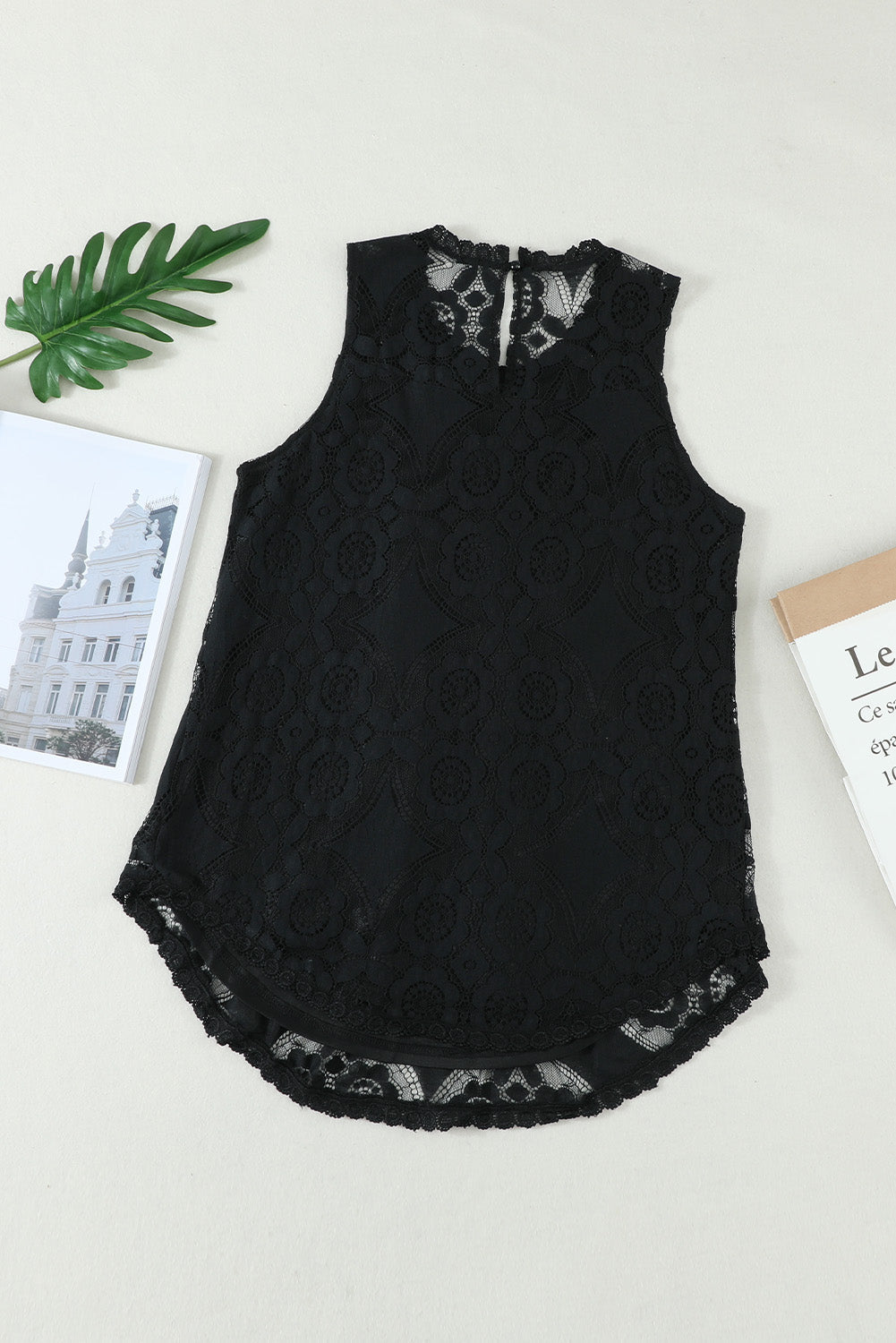 Lace Hollow Out Sleeveless T-Shirt