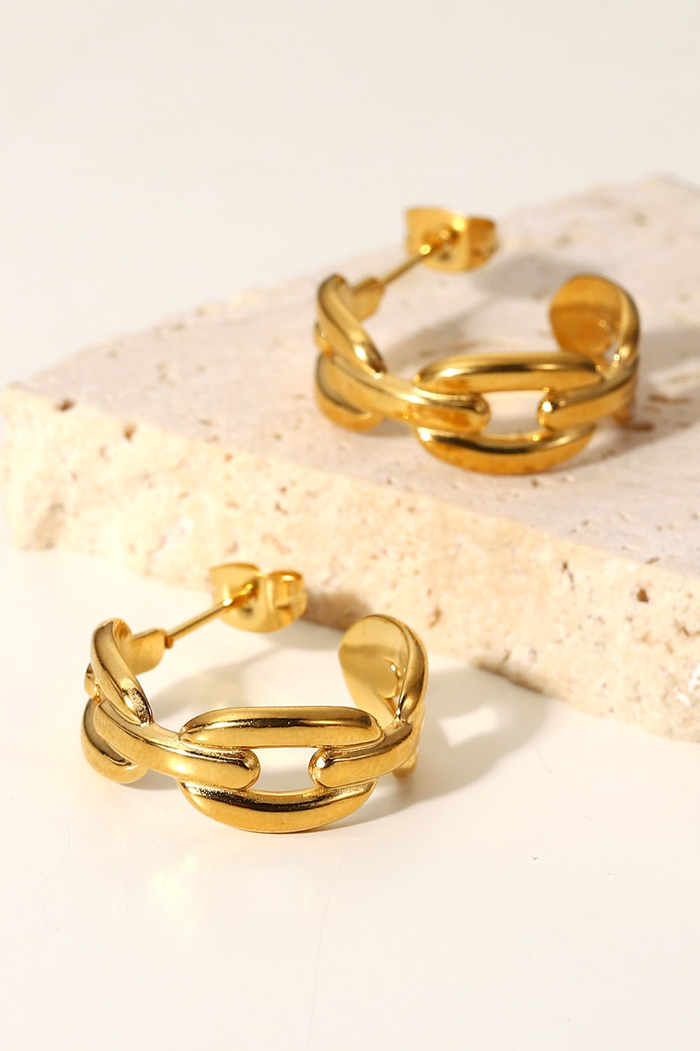 Linked Together Chain C-Hoop Earrings