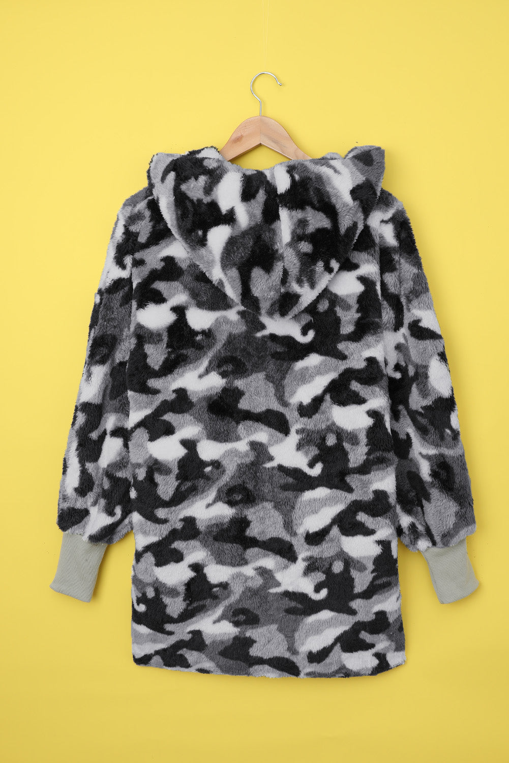 Tie Dye Soft Fleece Hooded Open Front Coat