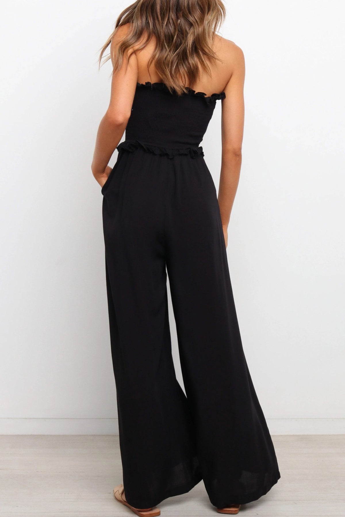 Smocked Bandeau Wide Leg Jumpsuit