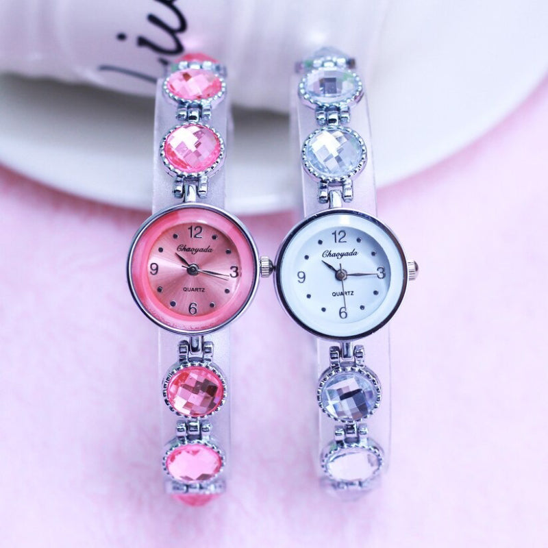 Luxurious Rhinestone Accented Fashion Bracelet Quartz Watches