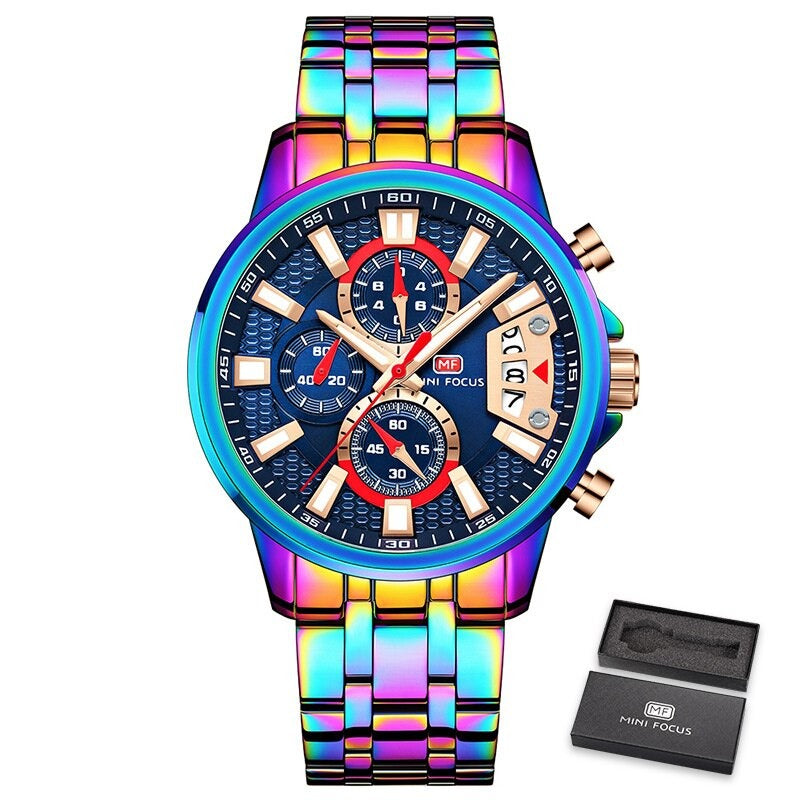 Trendy Rainbow Fashion Business and Sports Chronograph Watches