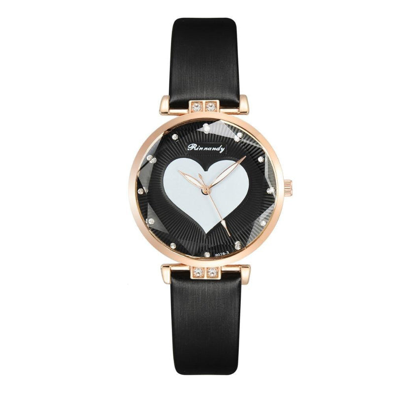 Romantic Love Heart Dial with Genuine Leather Strap Quartz Watches