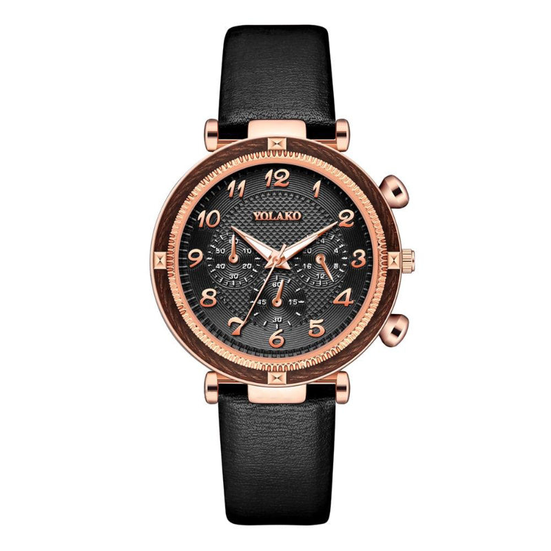 Luxurious Chronograph Dial Display Quartz Watch for Women