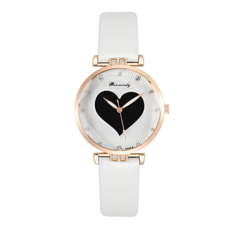 Romantic Love Heart Dial with Genuine Leather Strap Quartz Watches