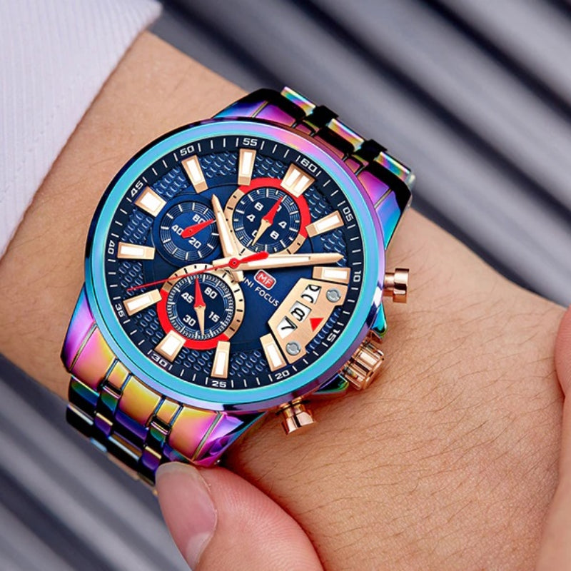 Trendy Rainbow Fashion Business and Sports Chronograph Watches