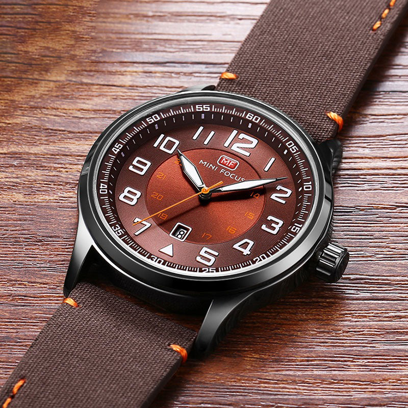 Large Numbers Dial with Tough Vegan Leather Strap Quartz Watches