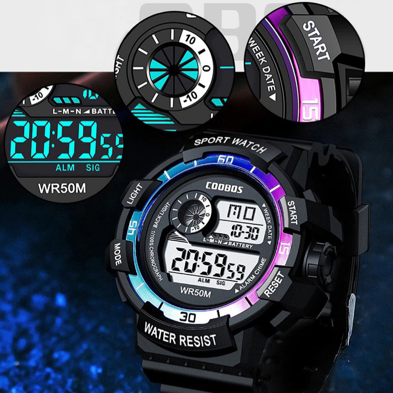 Water-resistant Military Style Digital Watch for Kids