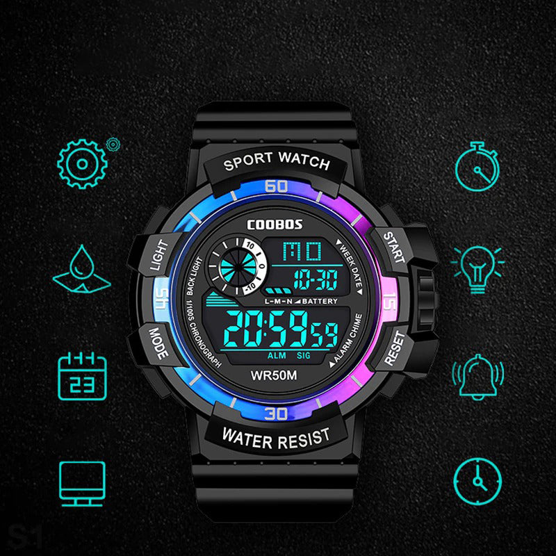 Water-resistant Military Style Digital Watch for Kids