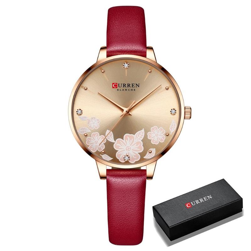 Charismatic Flower Dial with Vegan Leather Strap Quartz Watch