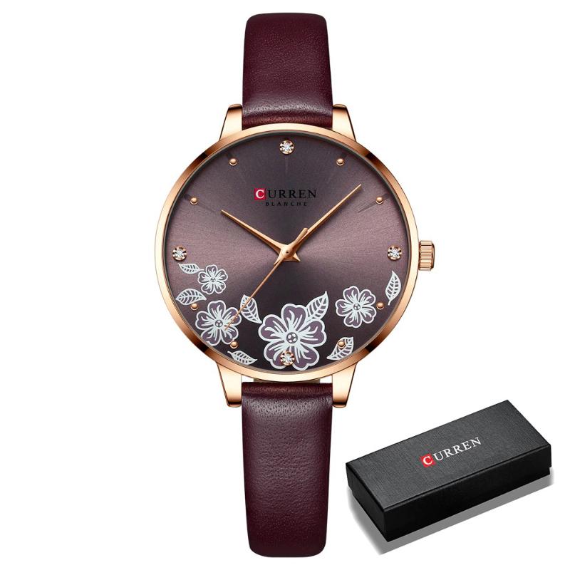 Charismatic Flower Dial with Vegan Leather Strap Quartz Watch