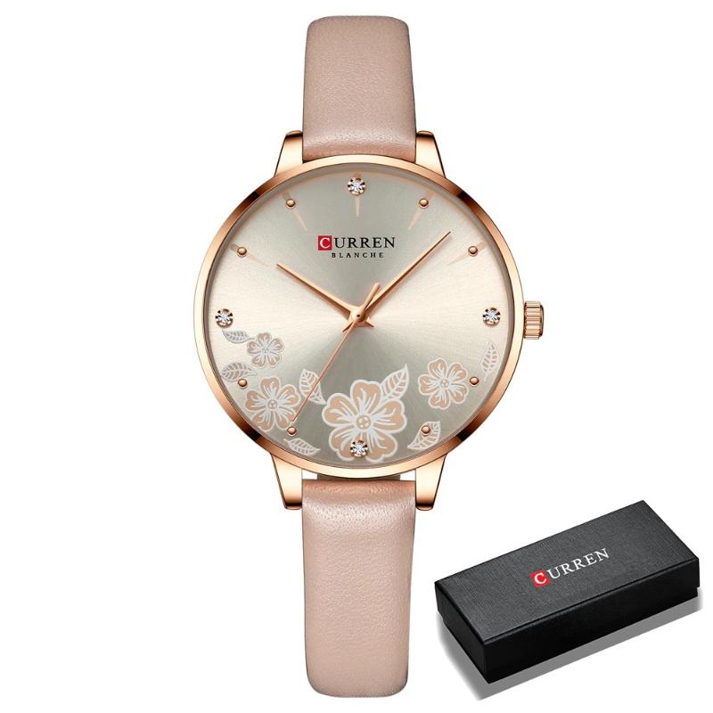 Charismatic Flower Dial with Vegan Leather Strap Quartz Watch