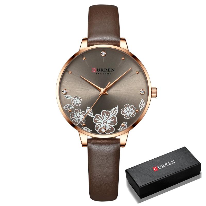 Charismatic Flower Dial with Vegan Leather Strap Quartz Watch