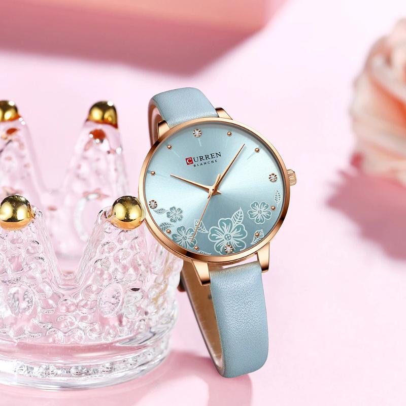 Charismatic Flower Dial with Vegan Leather Strap Quartz Watch