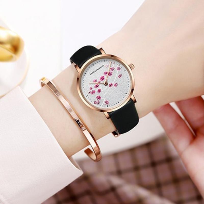 Captivating Embossed Flower Dial Quartz Watch