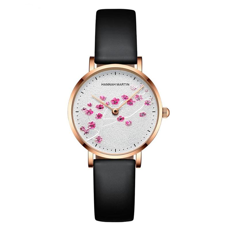 Captivating Embossed Flower Dial Quartz Watch