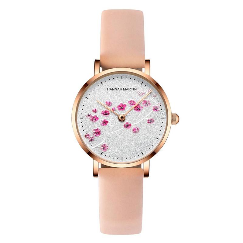 Captivating Embossed Flower Dial Quartz Watch