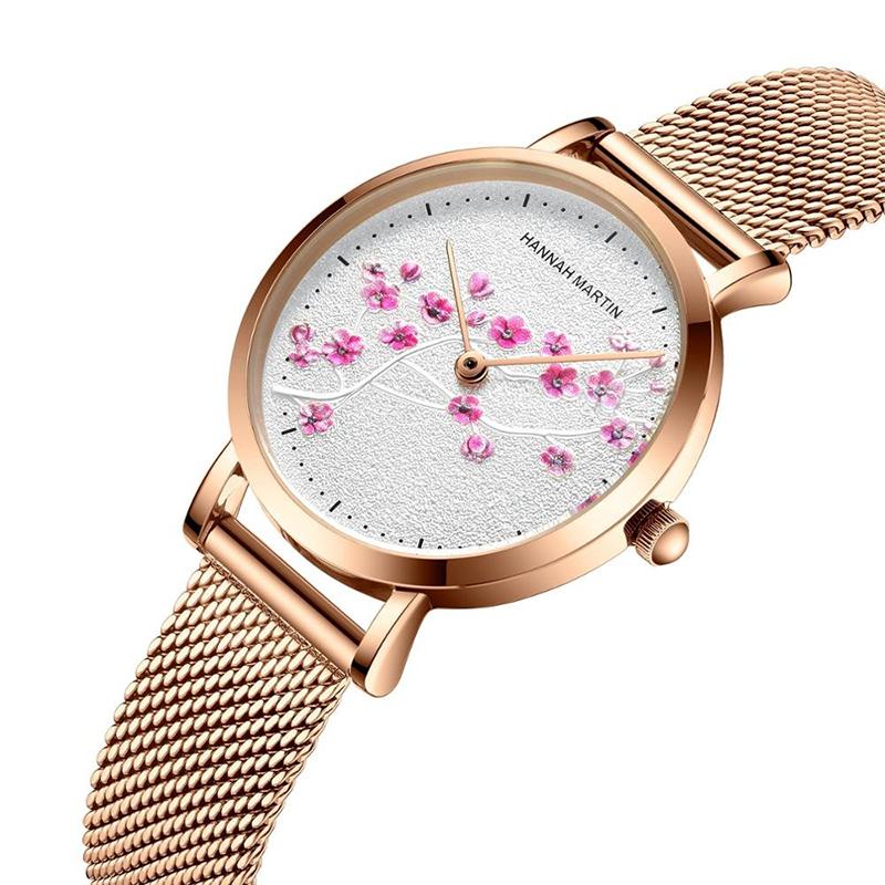 Captivating Embossed Flower Dial Quartz Watch