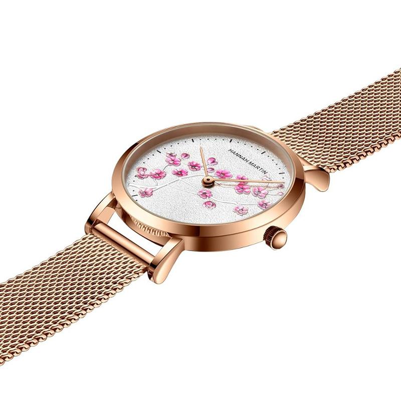 Captivating Embossed Flower Dial Quartz Watch