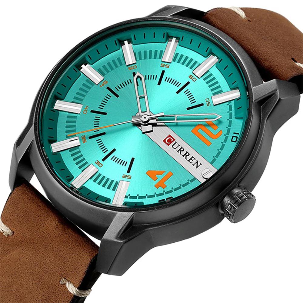 Classic Round Dial Leather Strap Quartz Watch