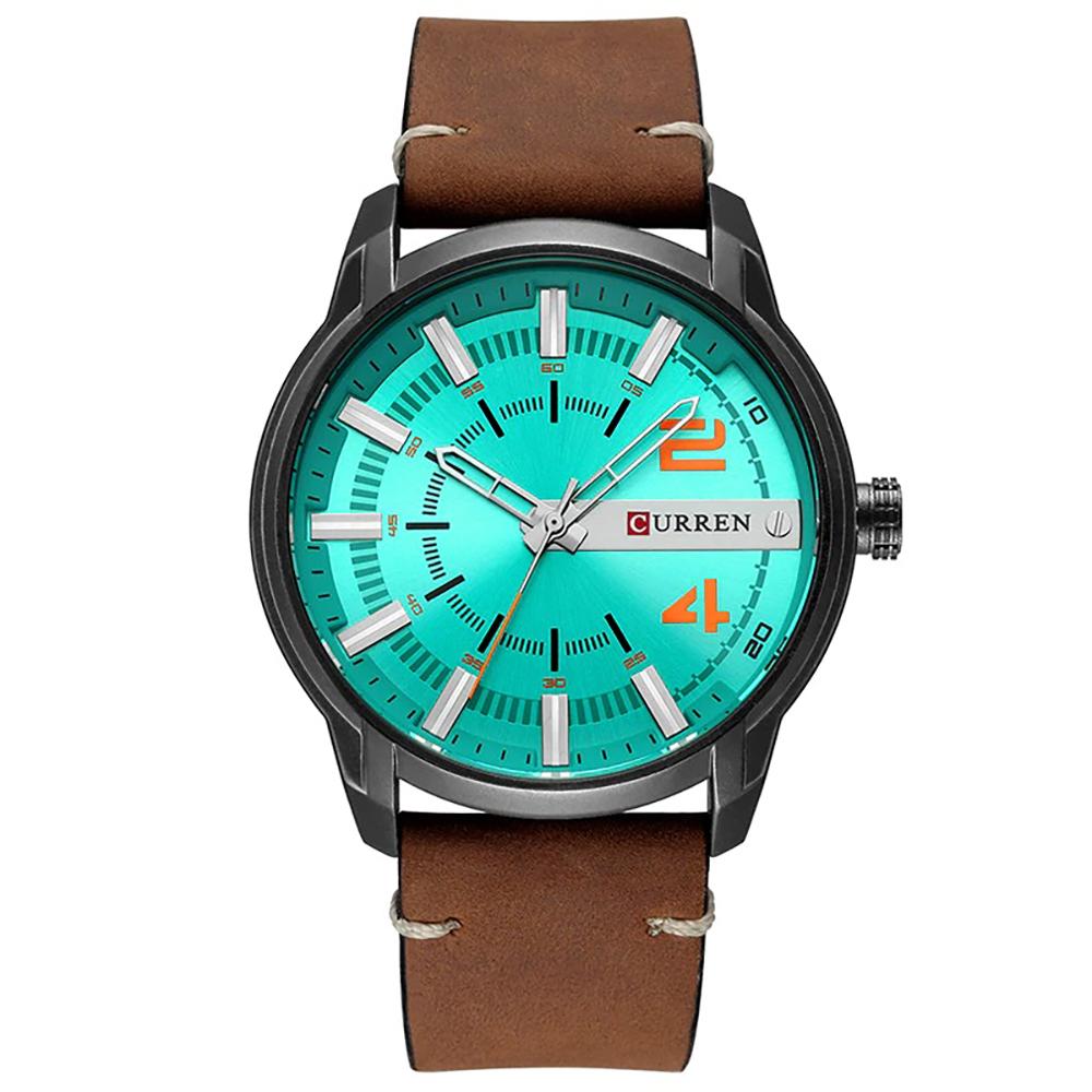 Classic Round Dial Leather Strap Quartz Watch