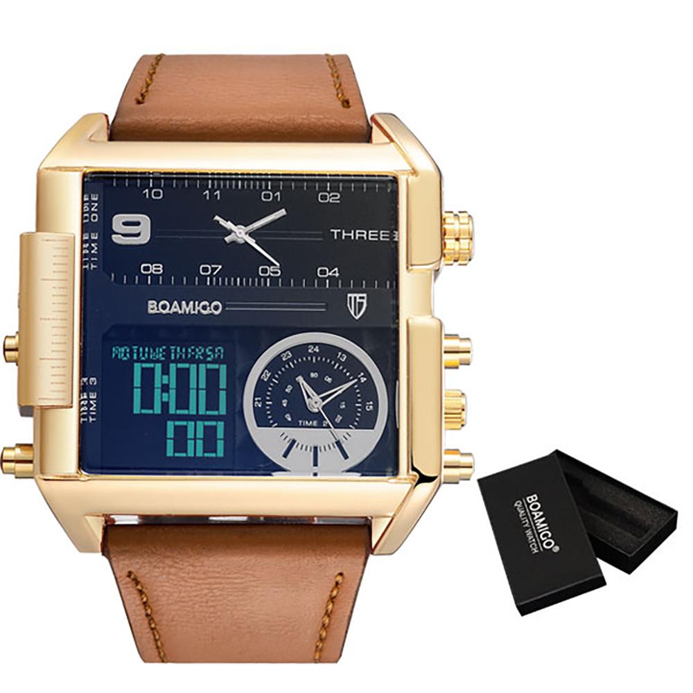 Digital Sport Fashion Leather Wristwatch