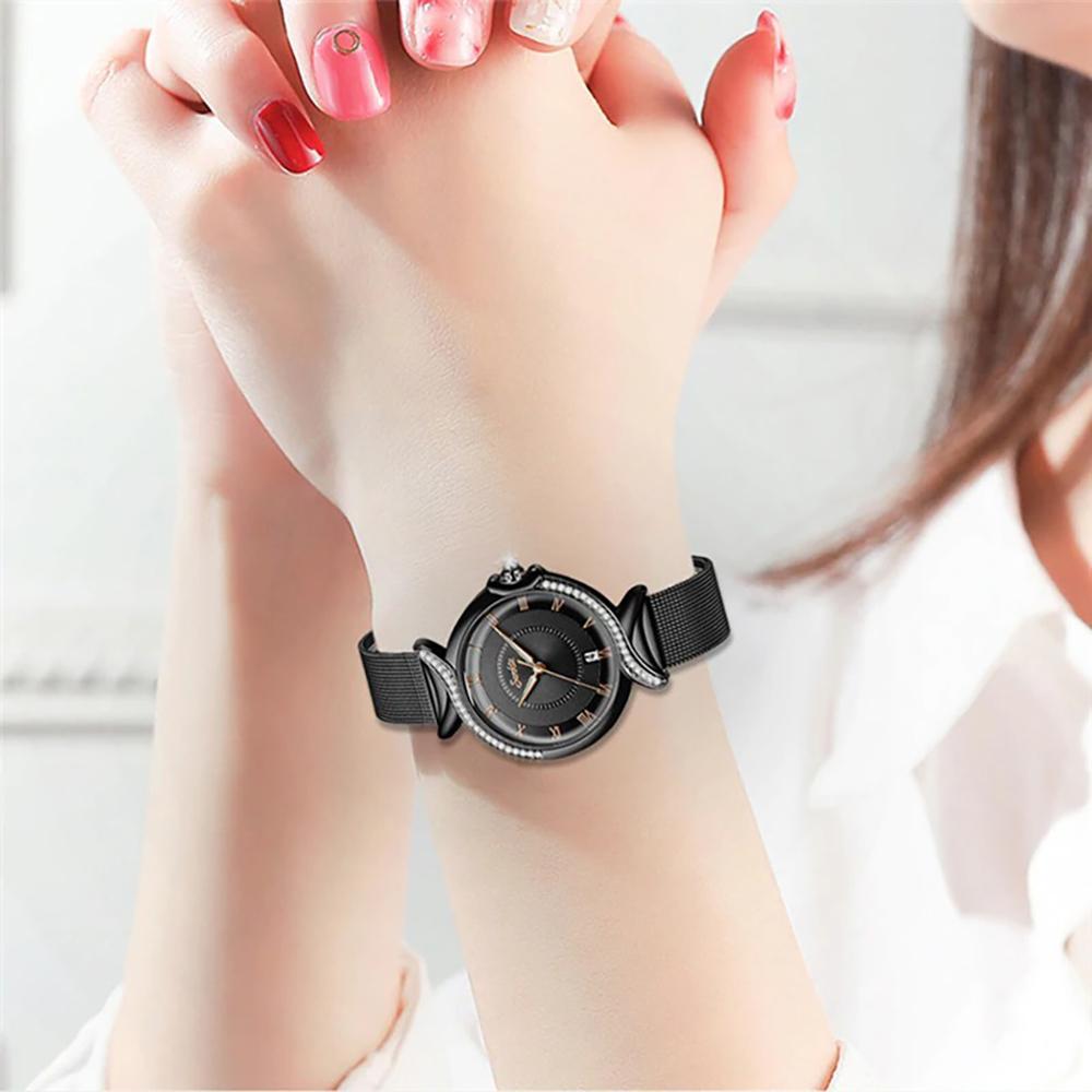 Elegantly Rhinestone Adorned Quartz Wristwatch