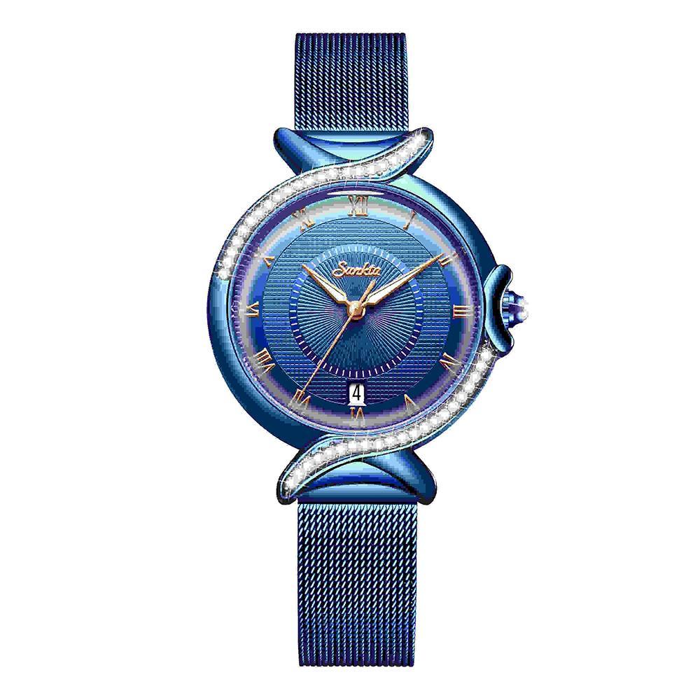 Elegantly Rhinestone Adorned Quartz Wristwatch