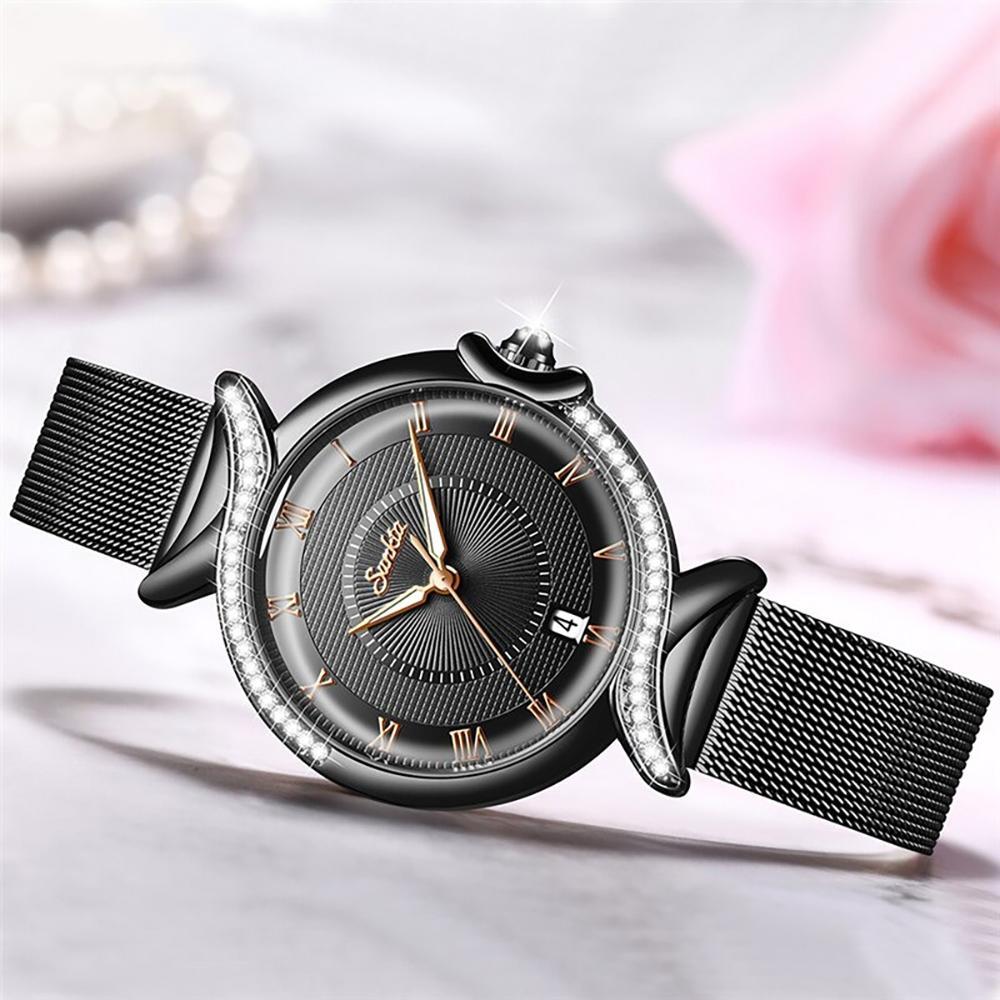 Elegantly Rhinestone Adorned Quartz Wristwatch