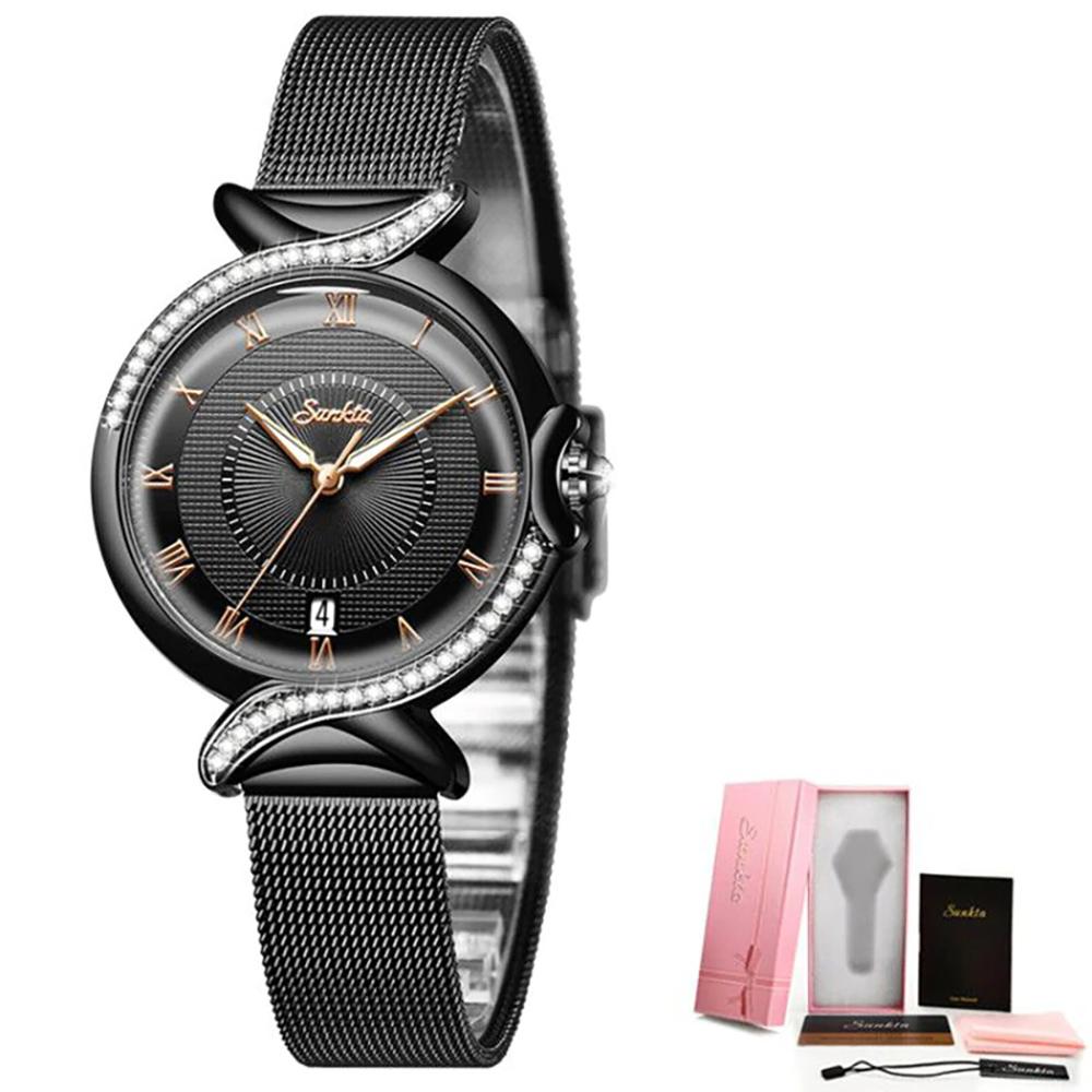 Elegantly Rhinestone Adorned Quartz Wristwatch