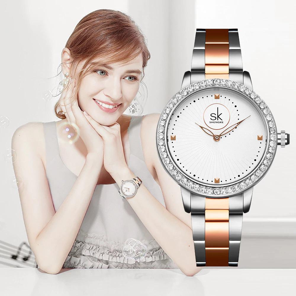 Gleaming Rhinestone Embedded Dial Quartz Watch