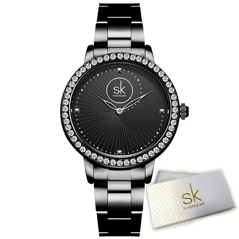 Gleaming Rhinestone Embedded Dial Quartz Watch