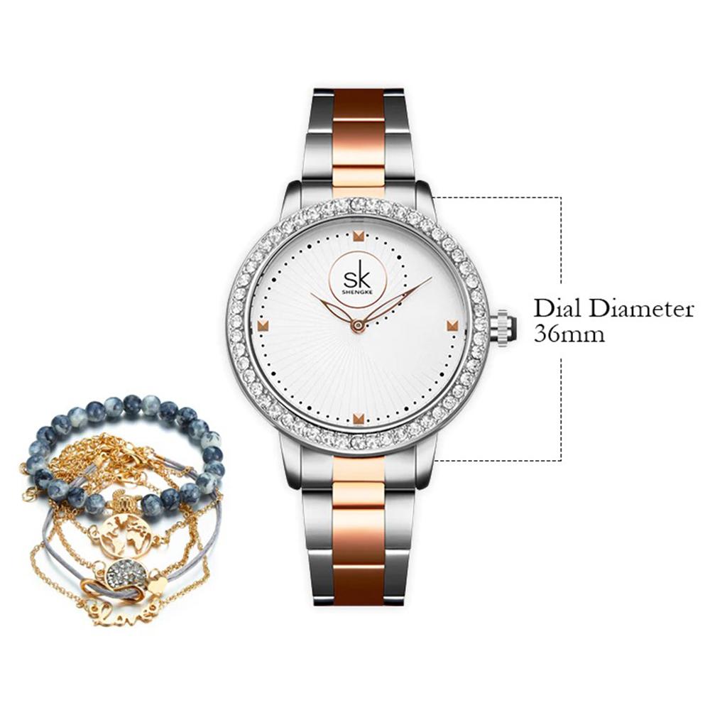 Gleaming Rhinestone Embedded Dial Quartz Watch