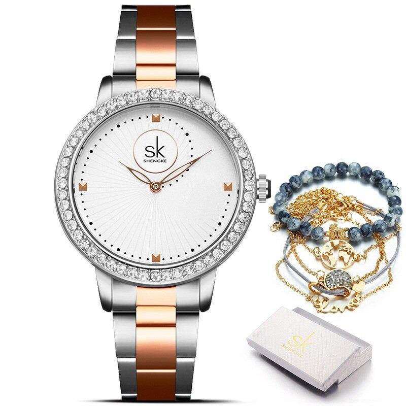 Gleaming Rhinestone Embedded Dial Quartz Watch